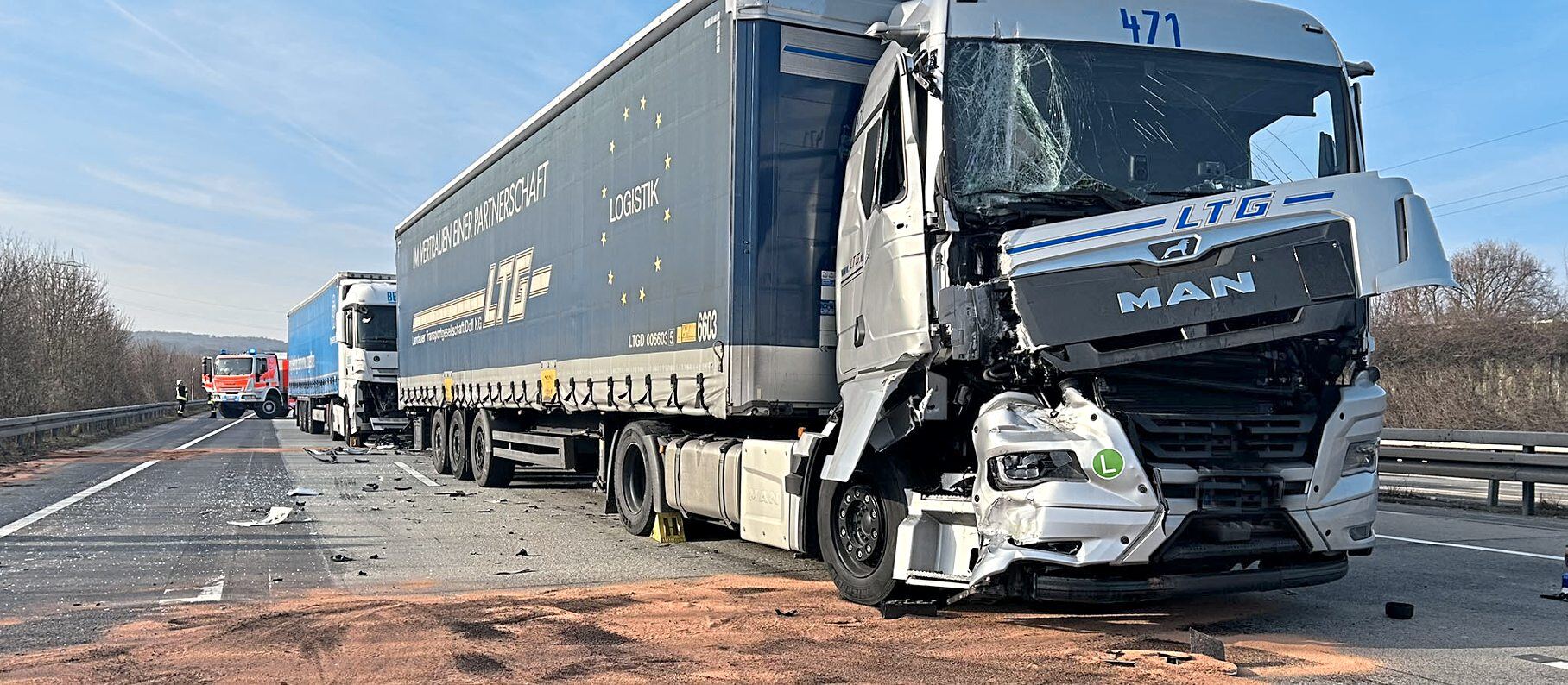 Unfall mit drei Lkw bei Elz auf A 3
