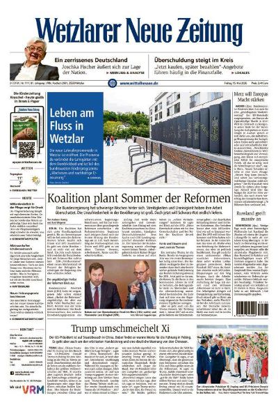 Wetzlarer Neue Zeitung 2026-05-15