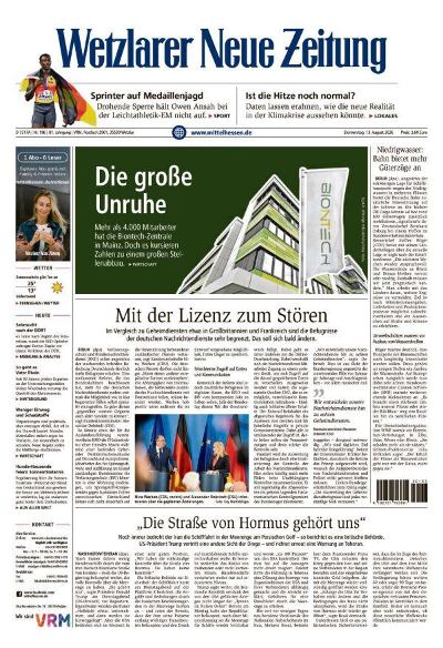 Wetzlarer Neue Zeitung 2026-08-13