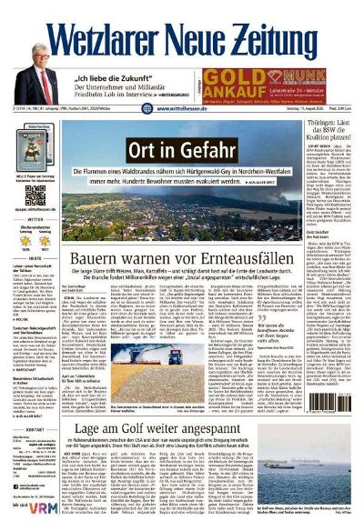 Wetzlarer Neue Zeitung 2026-08-15