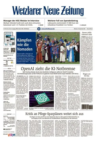 Wetzlarer Neue Zeitung 2026-09-30